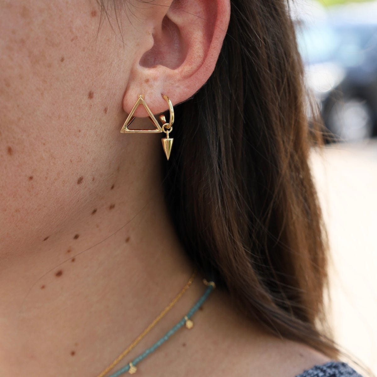 24k Vermeil 3D Triangle Hoop Earrings – Dandelion Jewelry