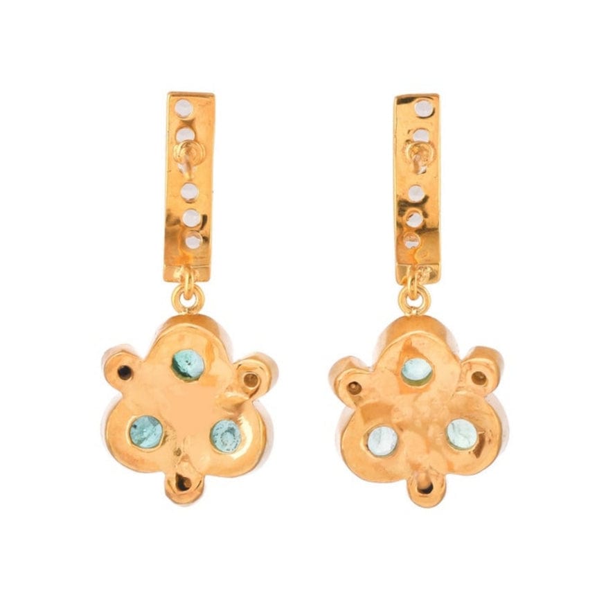 EAR-VRM Emerald Topaz Turquoise Gold Vermeil Earrings