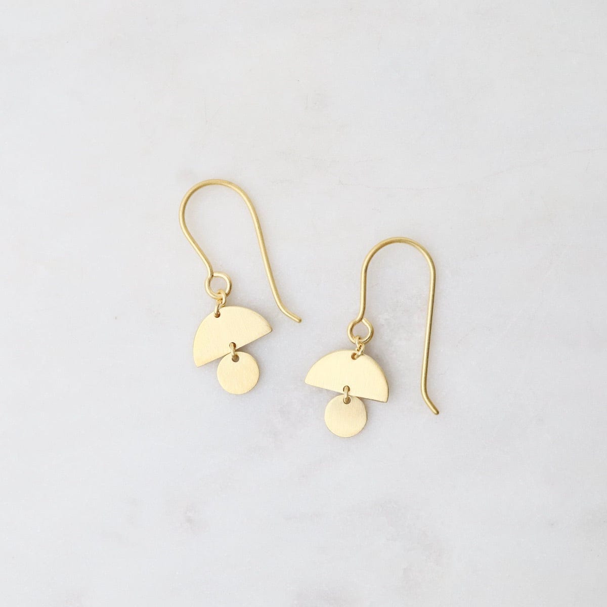 Brushed Gold Vermeil Little Mod 2 Shape Drop Earrings