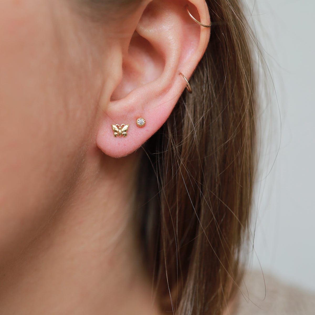 EAR-VRM Tiny Butterfly Stud Earring - Gold Vermeil