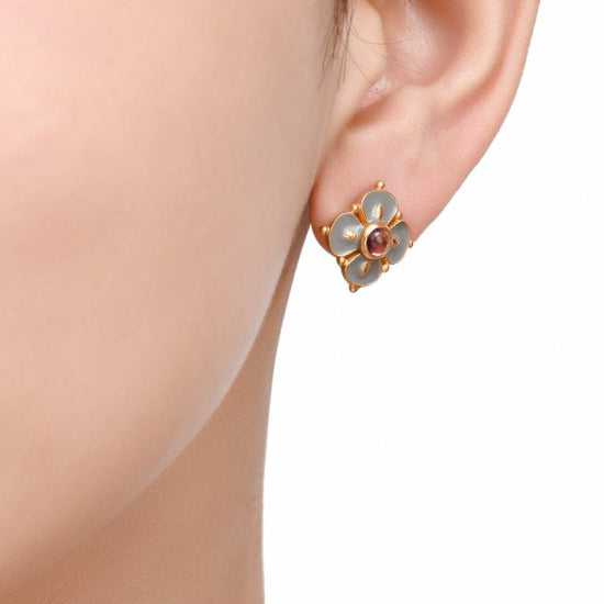 EAR-VRM Tourmaline GoldVermeil Enamel Stud Earrings
