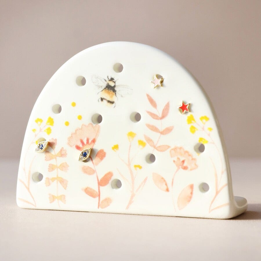 GIFT Dusty Pink Floral Ceramic Earring Holder