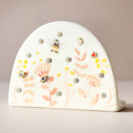 GIFT Dusty Pink Floral Ceramic Earring Holder