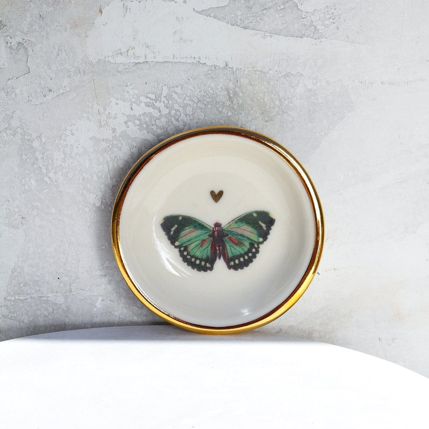 GIFT Green Butterfly with Heart Trinket Dish