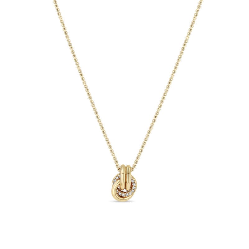14k Double Linked Pavé Diamond Knot Necklace – Dandelion Jewelry