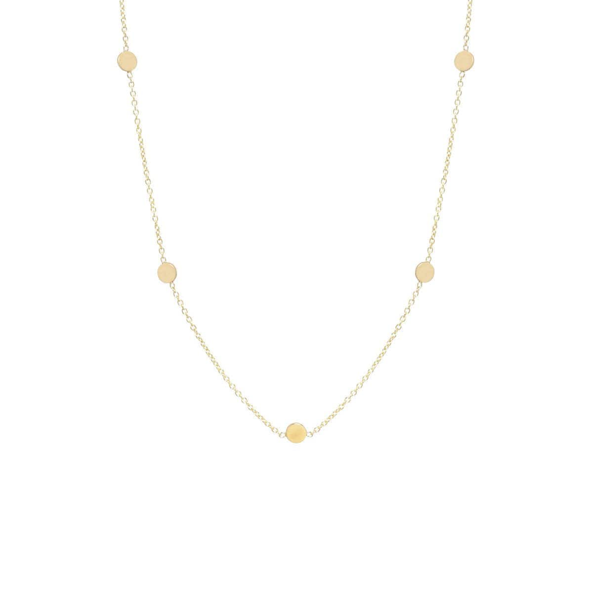 NKL-14K 14k Gold 5 Itty Bitty Round Disc Necklace
