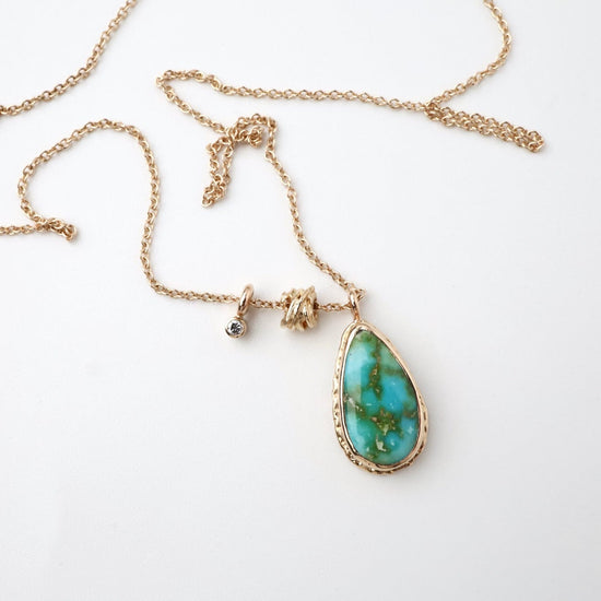NKL-14K 14K Gold Necklace with Teardrop Sonoran Mountain Turquoise