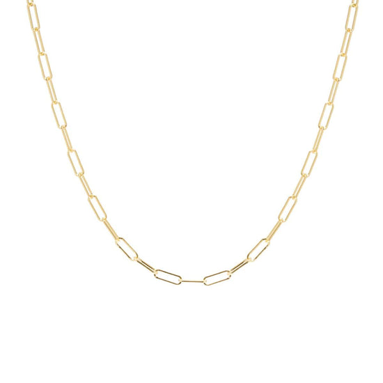 NKL-14K 14k Gold Small Paperclip Chain Necklace