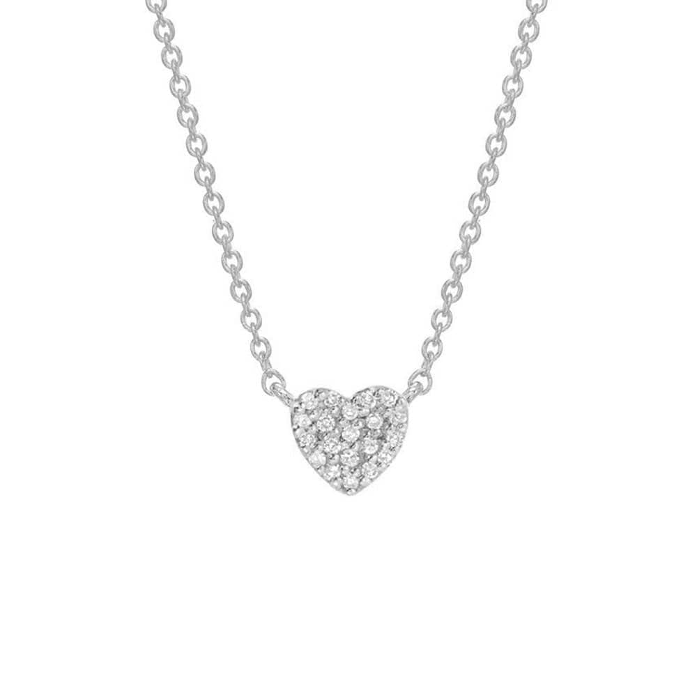 NKL-14K 14k White Gold Small Heart Pave Necklace