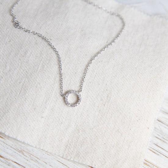 NKL-14K 14k White Gold Small Open Circle Necklace