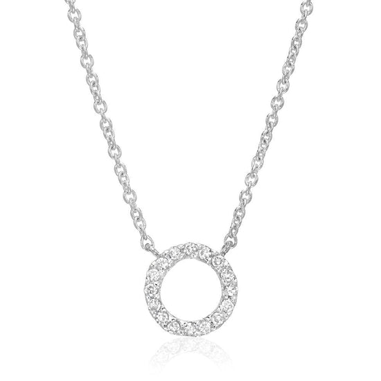 NKL-14K 14k White Gold Small Open Circle Necklace