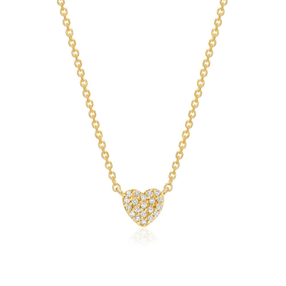 NKL-14K 14k Yellow Gold Small Heart Pave Necklace