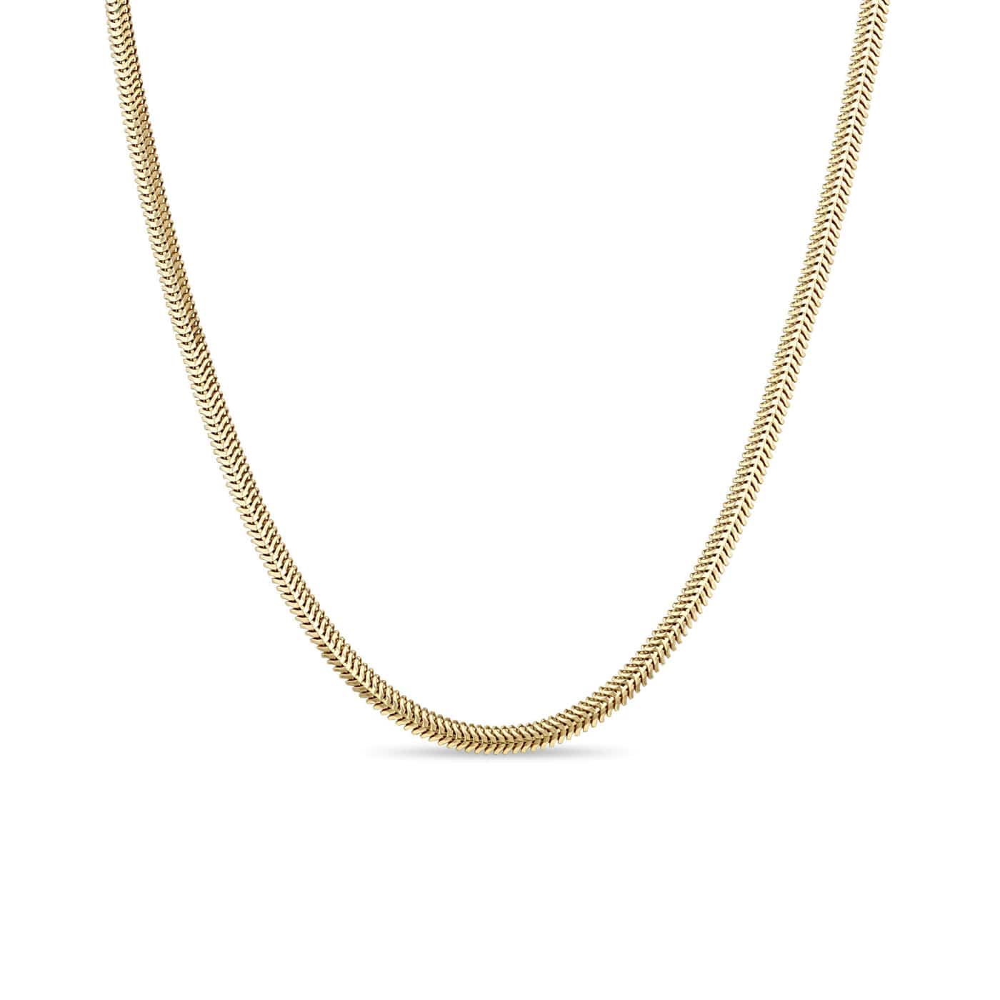 NKL-14K 14k Yellow Gold Small Oval Snake Chain Necklace
