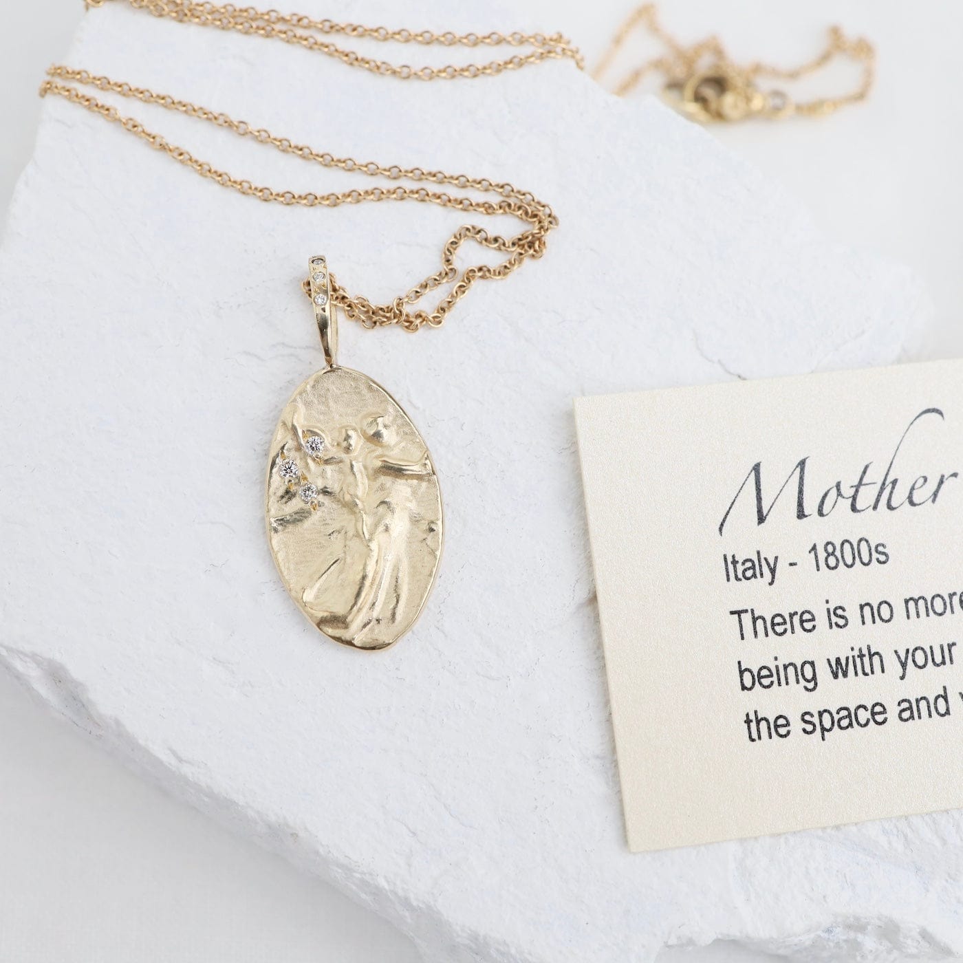 NKL-14K Mother & Child Artifact 14k Gold Necklace