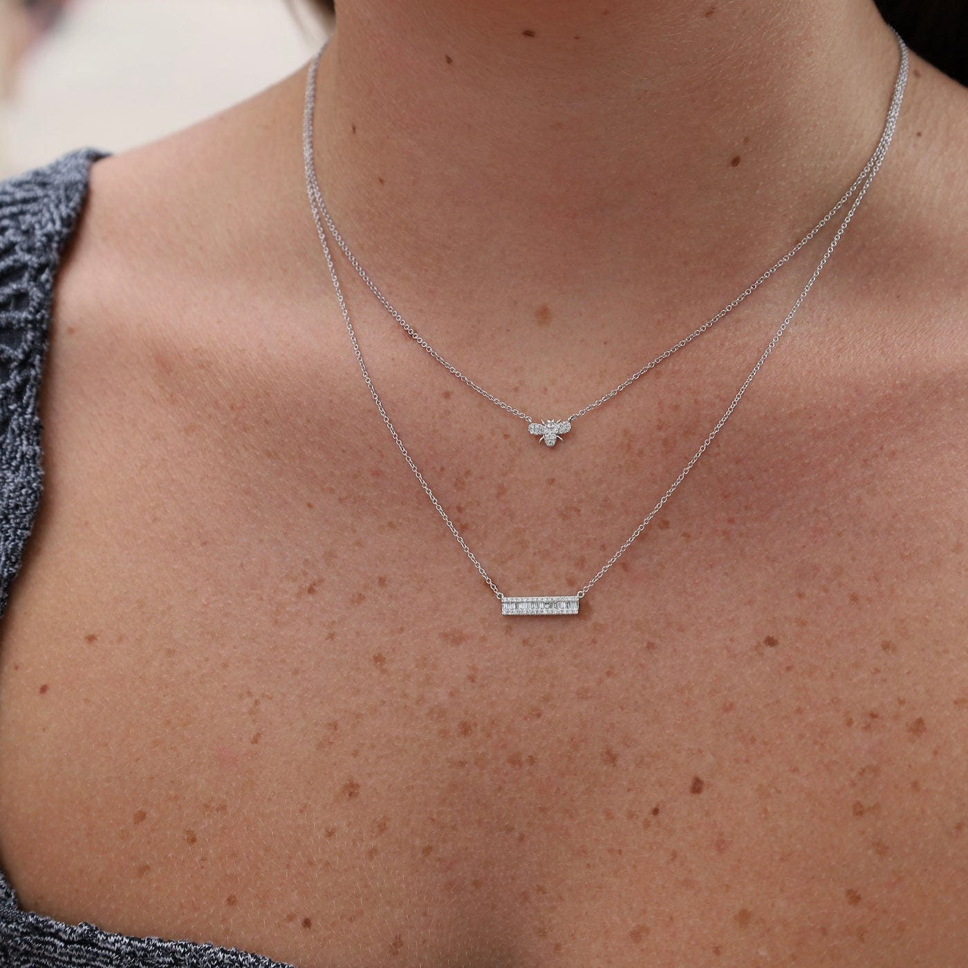 14k Gold Petite Bee with CZ Pendant 14k Gold Petite Bee with CZ Pendant