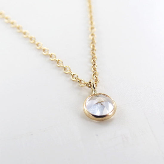 NKL-14K Yellow Gold & White Topaz Solitaire Necklace