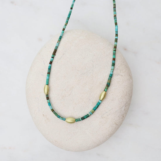 NKL-22K Turquoise & Gold Beaded Necklace