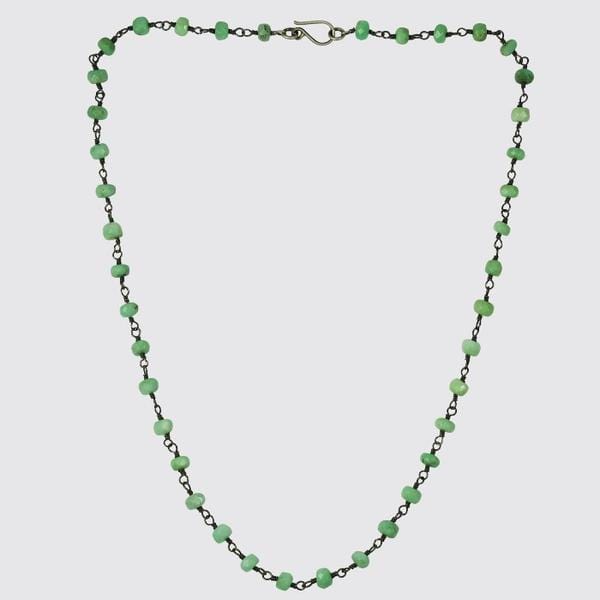 NKL Chrysoprase Oxidized Rosary Chain Necklace