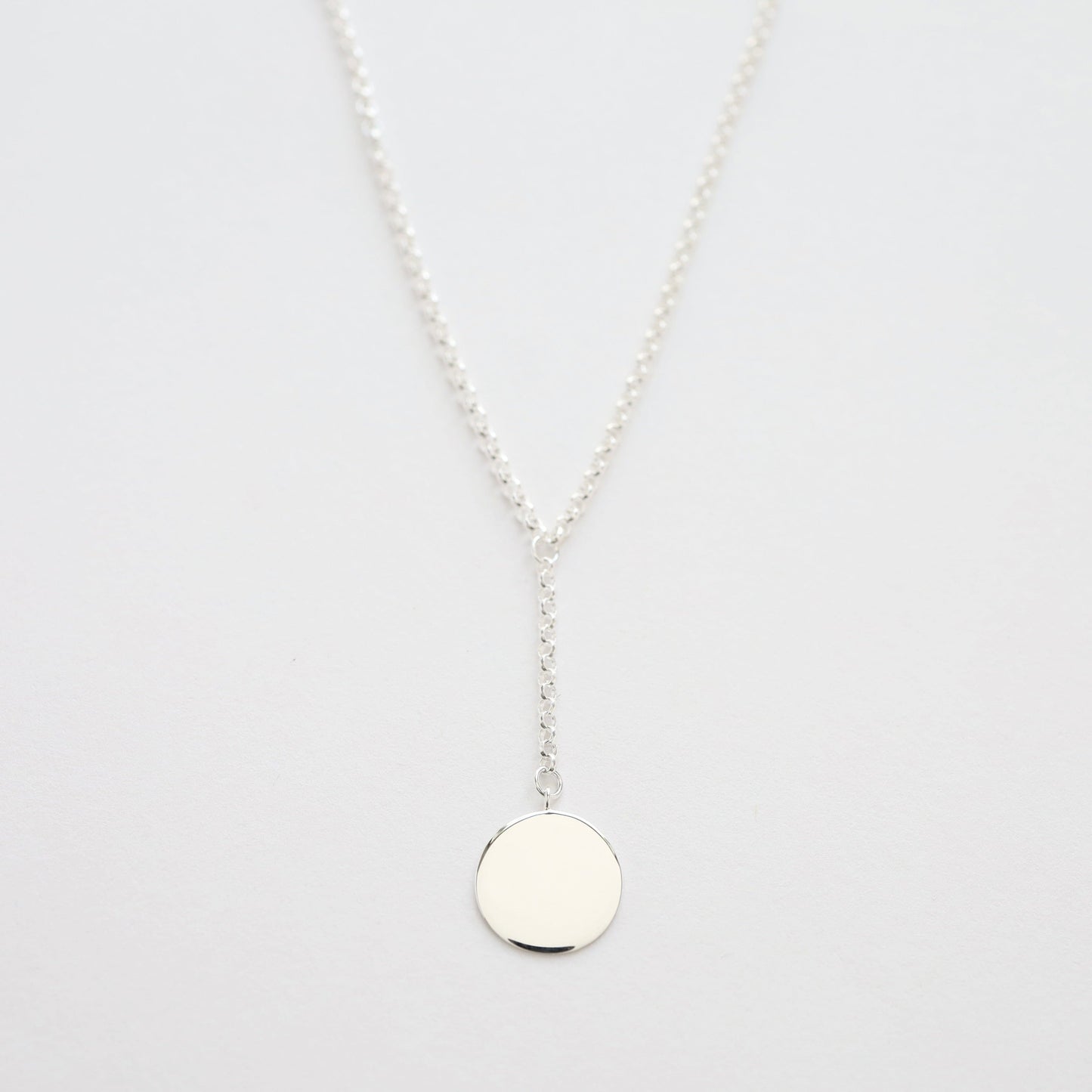 NKL Disc Drop "Y" Necklace in Sterling Silver