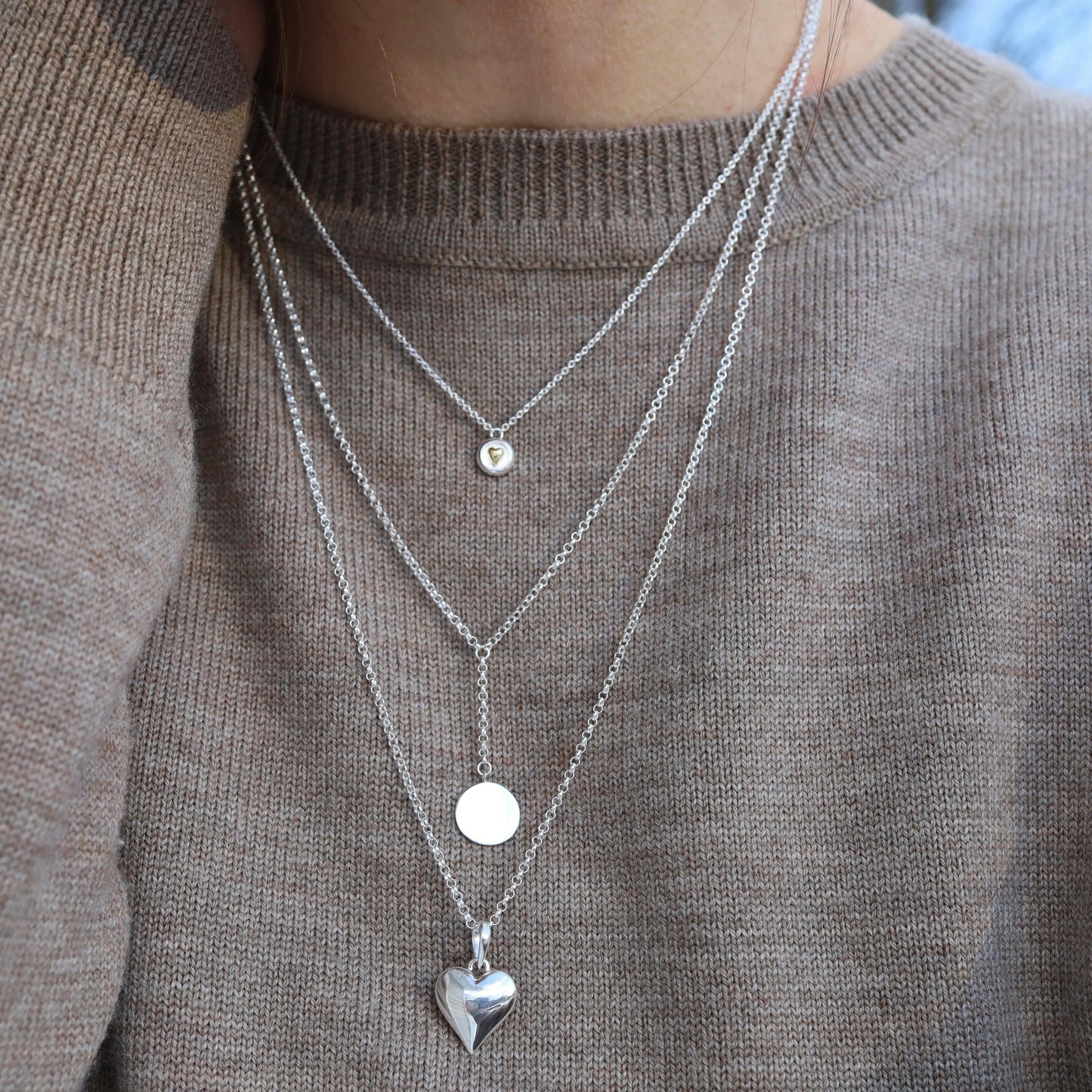 NKL Disc Drop "Y" Necklace in Sterling Silver