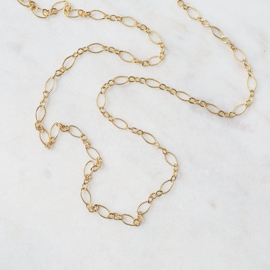 NKL-GF 18" gold Filled Oval Long & Short Chain w/ Lines 4