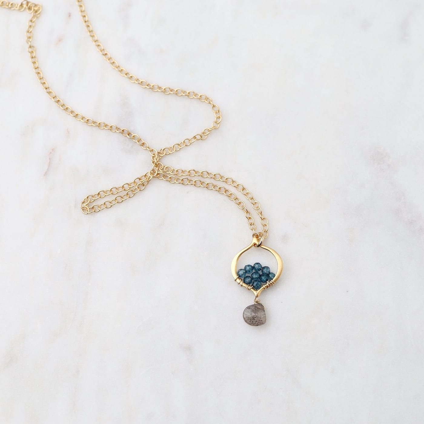 NKL-GF Arabesque Labradorite and Blue Quartz Necklace