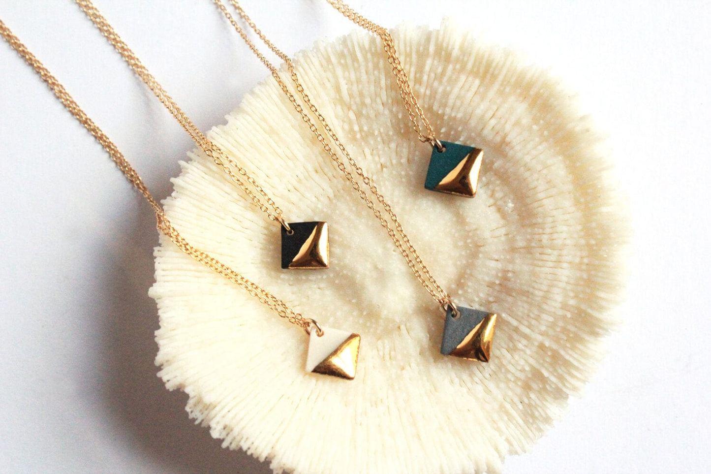NKL-GF Black Gold Dipped Square Necklace