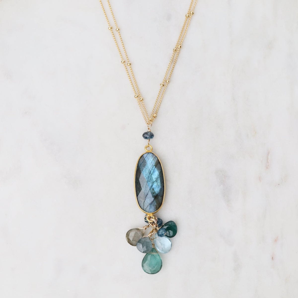 Labradorite outlet Necklace for Women with Blue Topaz and Gold