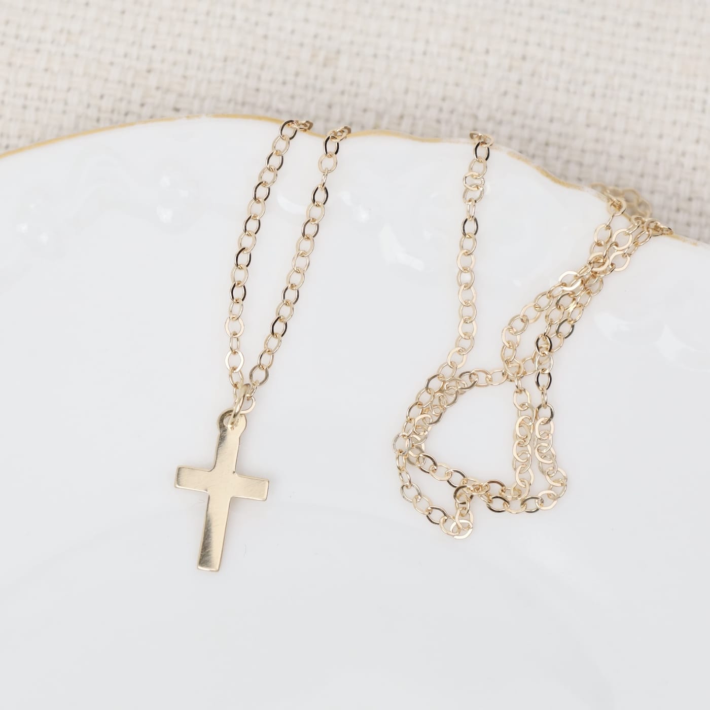 Gold Cross Necklace 16 Inch Dainty 0.16 ct. Diamond Cross Necklace, Women by GELIN in  main image 2