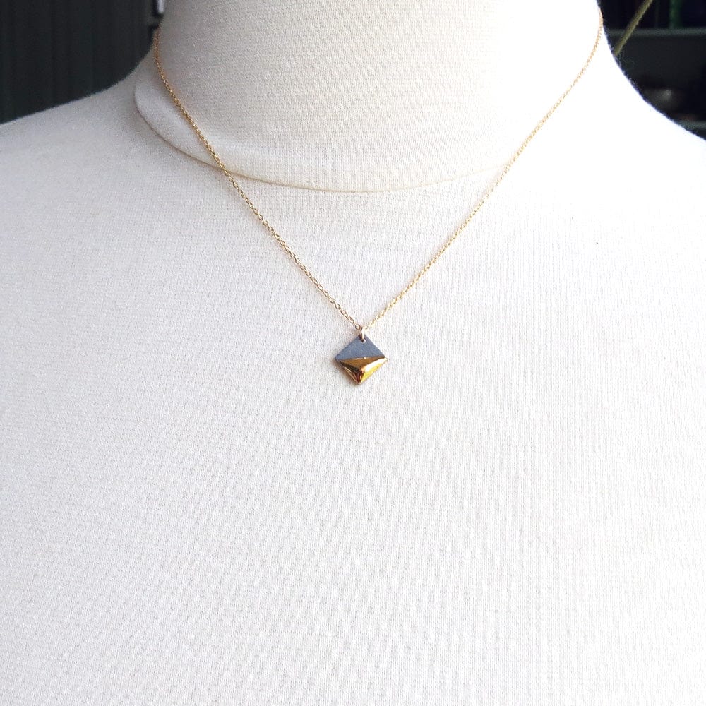 NKL-GF Grey Gold Dipped Square Necklace