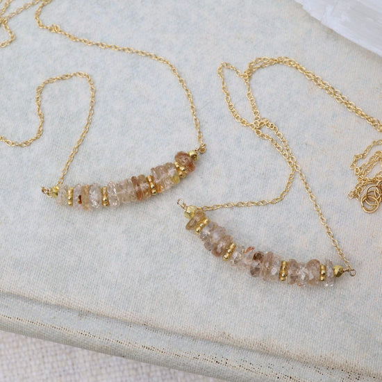 NKL-GF Imperial Topaz with Vermeil Spacers on Gold Fill Necklace