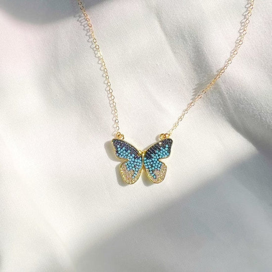 NKL-GF Maya Pavé Butterfly Necklace Gold Filled