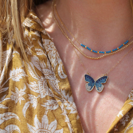 NKL-GF Maya Pavé Butterfly Necklace Gold Filled