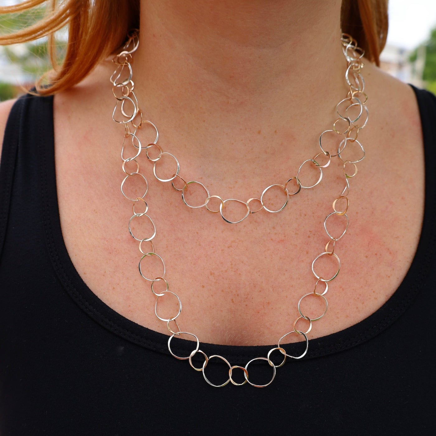 Sterling Silver Gold Filled Flat Link Chain Necklace 24 Inches