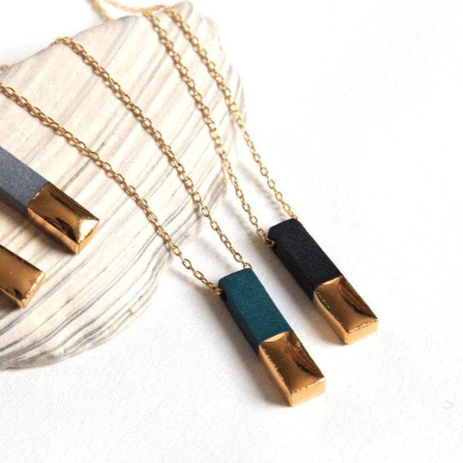 NKL-GF Teal Gold Dipped Bar Necklace