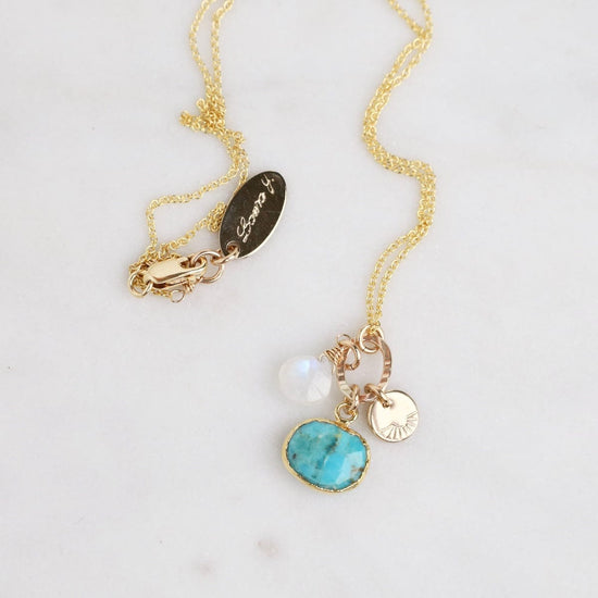 NKL-GF Turquoise & Moonstone Charm Necklace