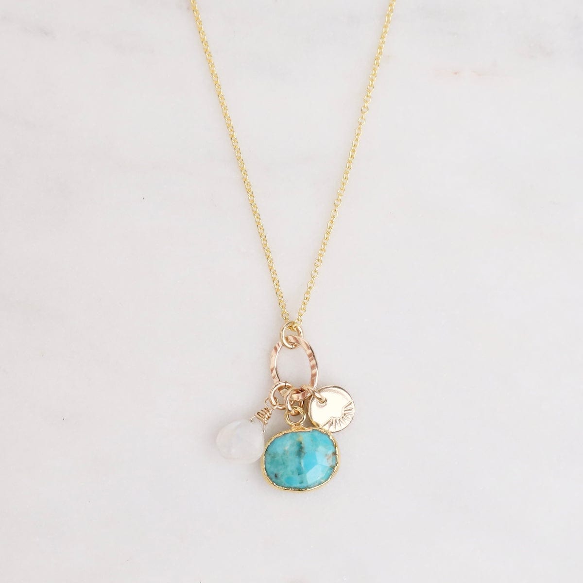 Beautiful Vintage Turquoise Pendant with Tiny 2024 Moonstones