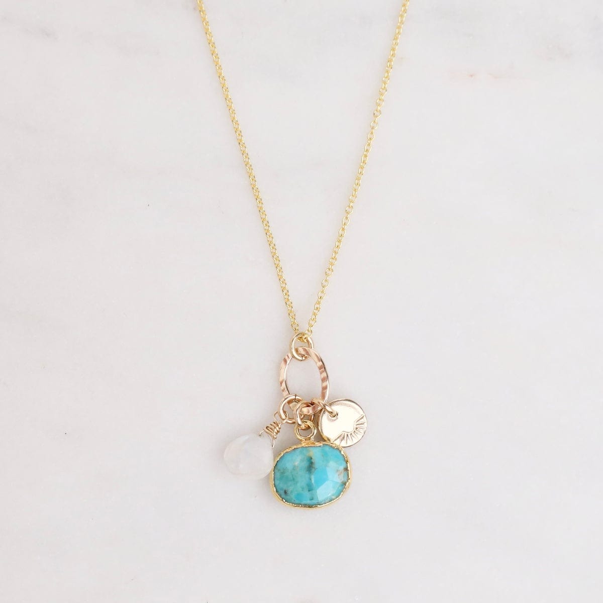 NKL-GF Turquoise & Moonstone Charm Necklace