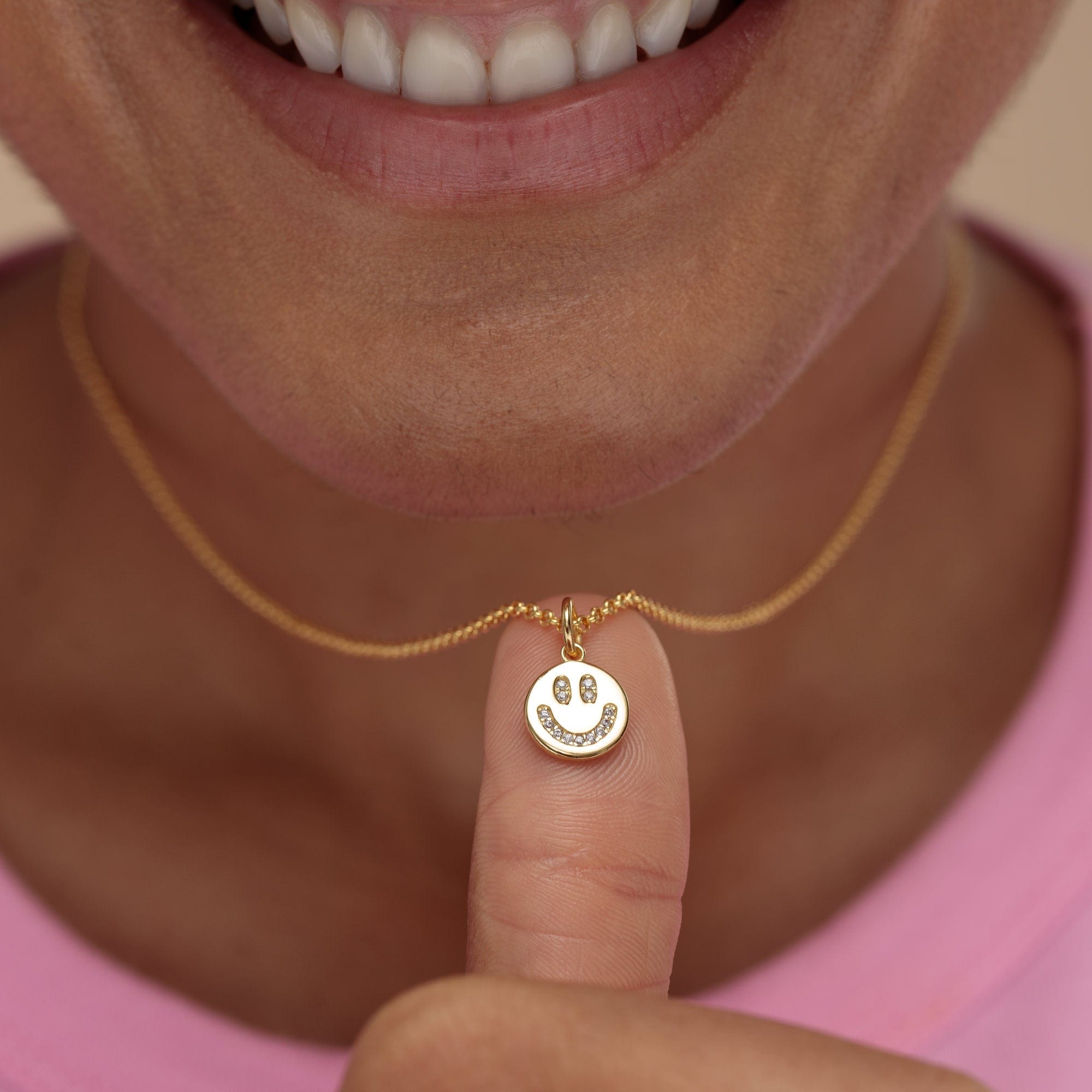 Gold Plated Smiley Face Necklace – Dandelion Jewelry