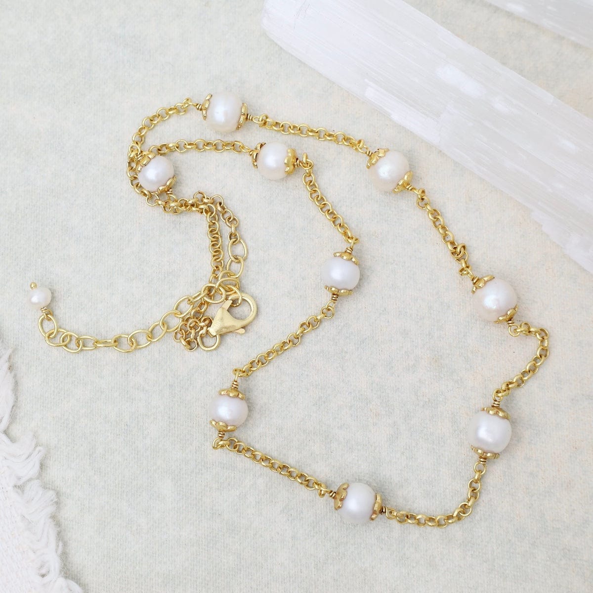 Capped Pearls Station Necklace – Dandelion Jewelry