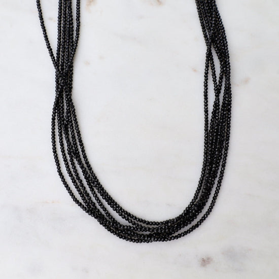 NKL-GPL Multi Strand Black Spinel Necklace