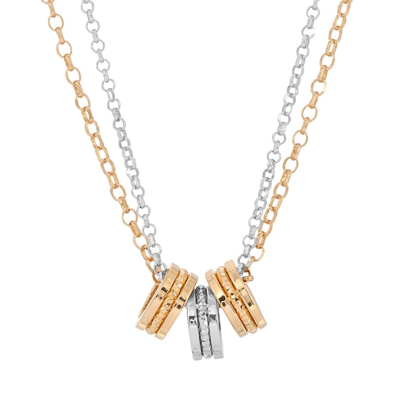 Sterling Silver Gold Plated Triple Barrel Necklace