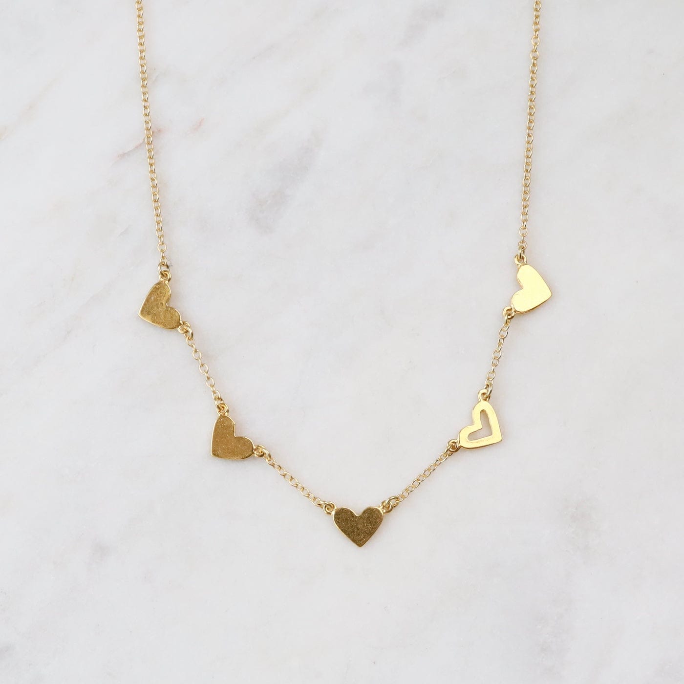 NKL-GPL String of Hearts Necklace in 18k Gold Plated Sterl