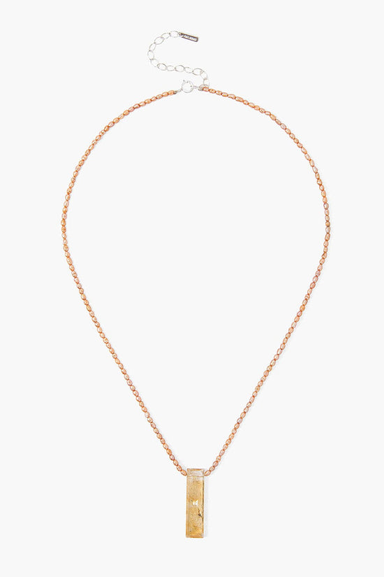 NKL-GPL Tiny Champagne Pearls with Citrine Tab Necklace