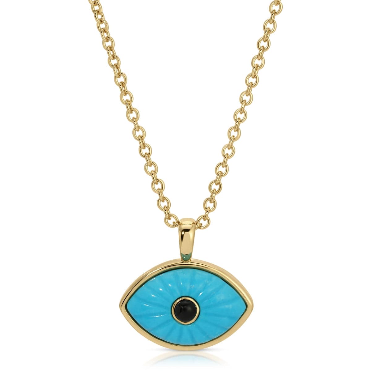 NKL-GPL Turquoise/Black Onyx Protect Pendant Necklace