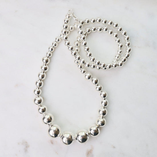 NKL Graduated Sterling Silver Ball Necklace