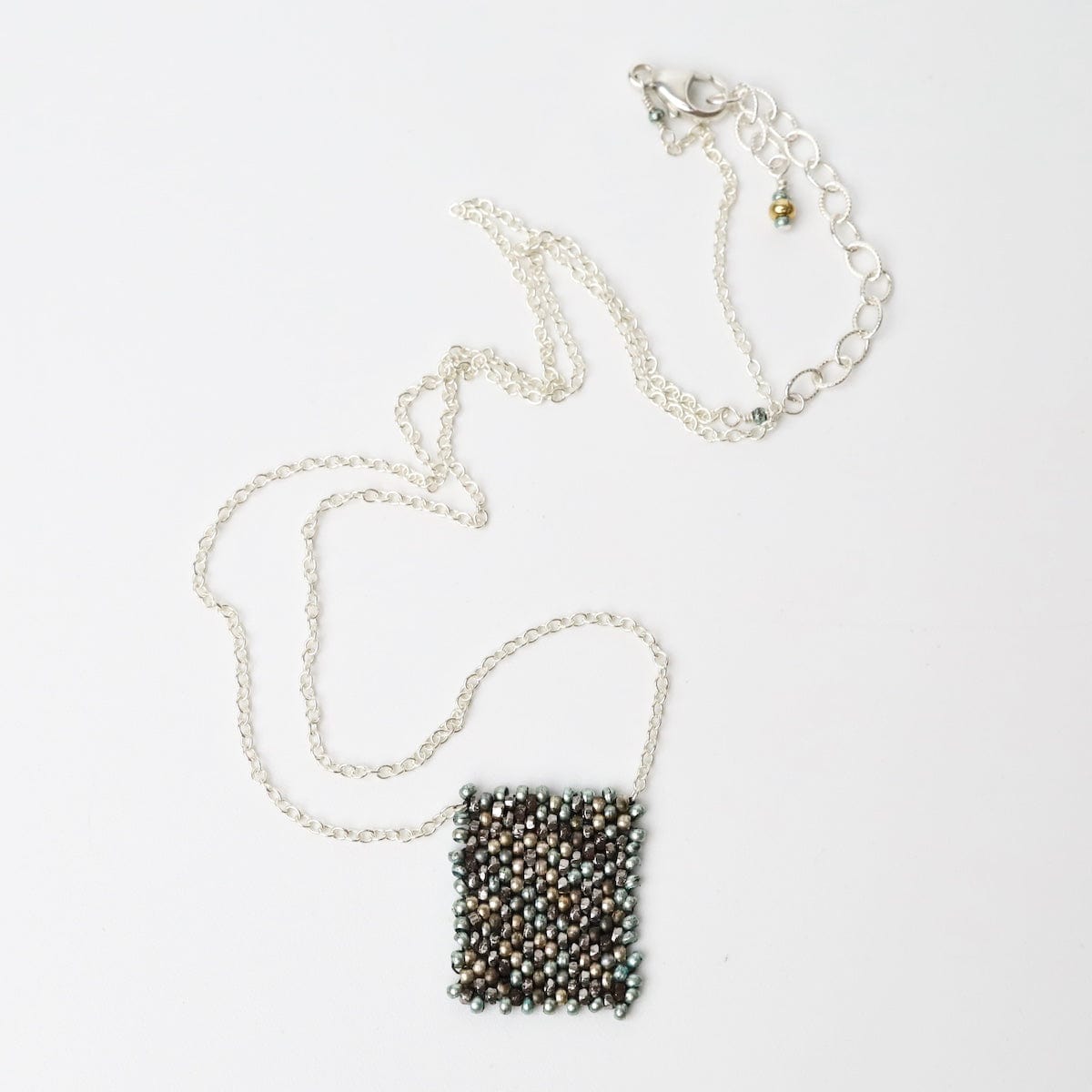 NKL Hand stitched Vintage Seed Beads (Aqua) 15` Sterli