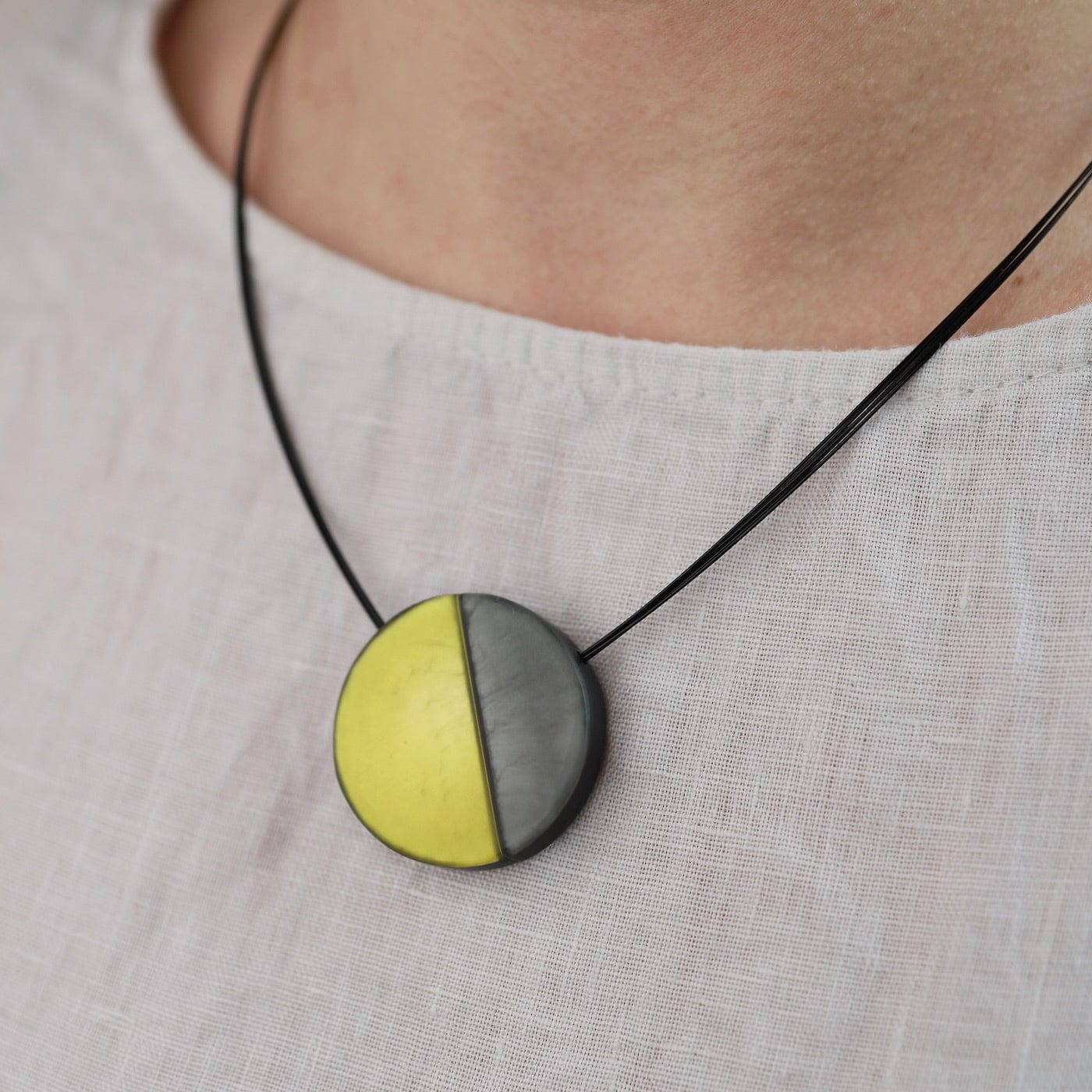 NKL-JM Yellow and Grey Two Tone Magnetic Pendant