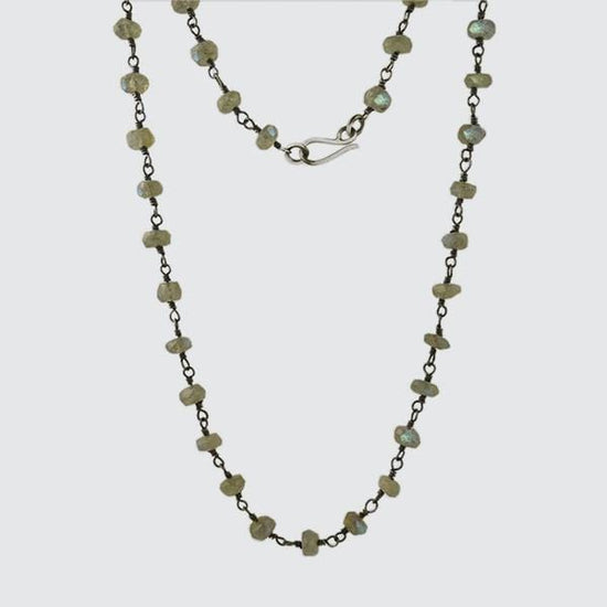 NKL Labradorite Oxidized Rosary Chain Necklace