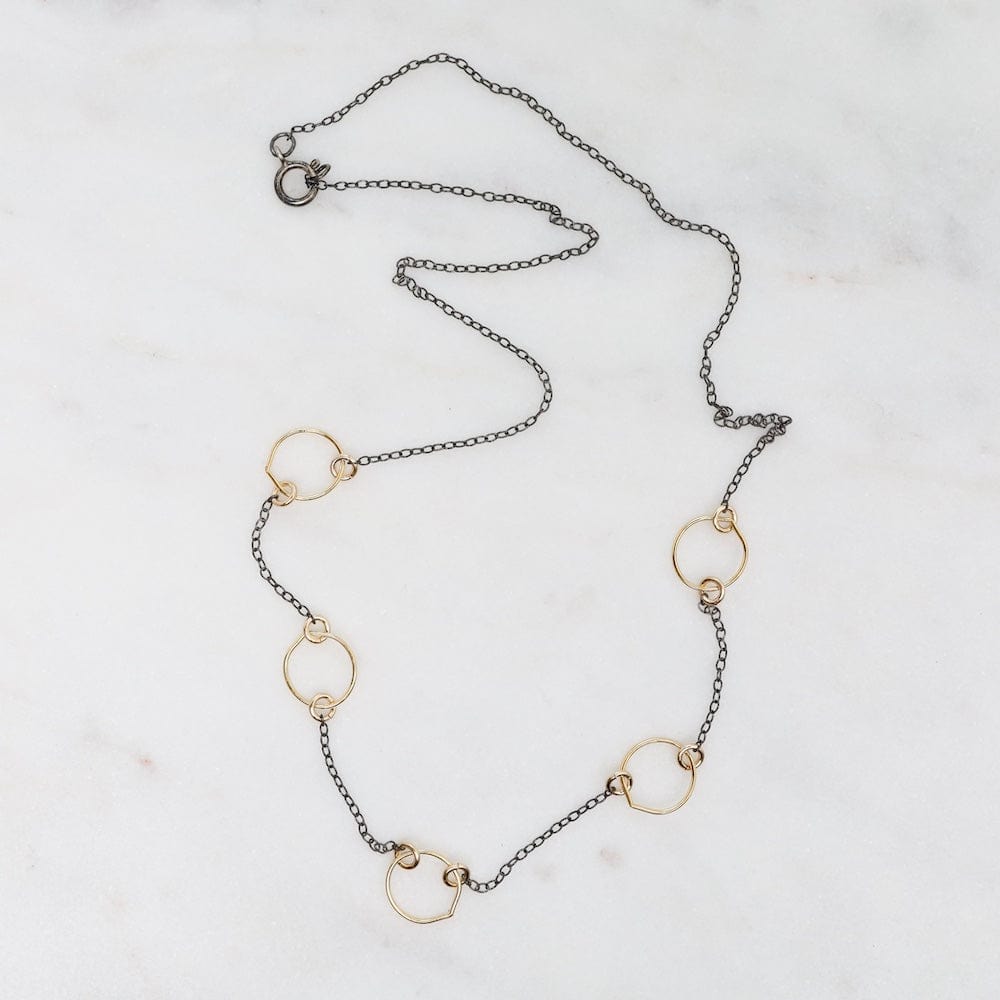NKL Oxidized Sterling Silver Chain with small 14k Gold